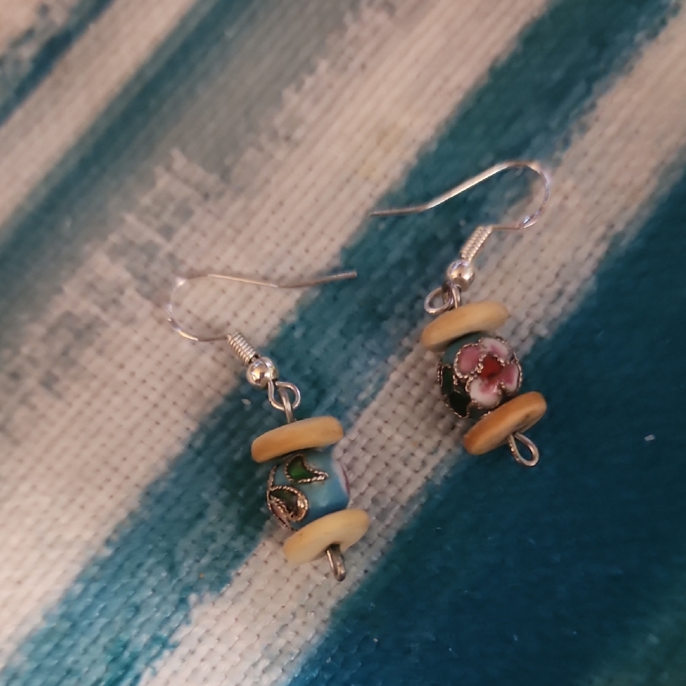 Elegant Silver and Multicolor Beaded Earrings
